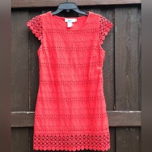 Joompy red over lay lace dress
